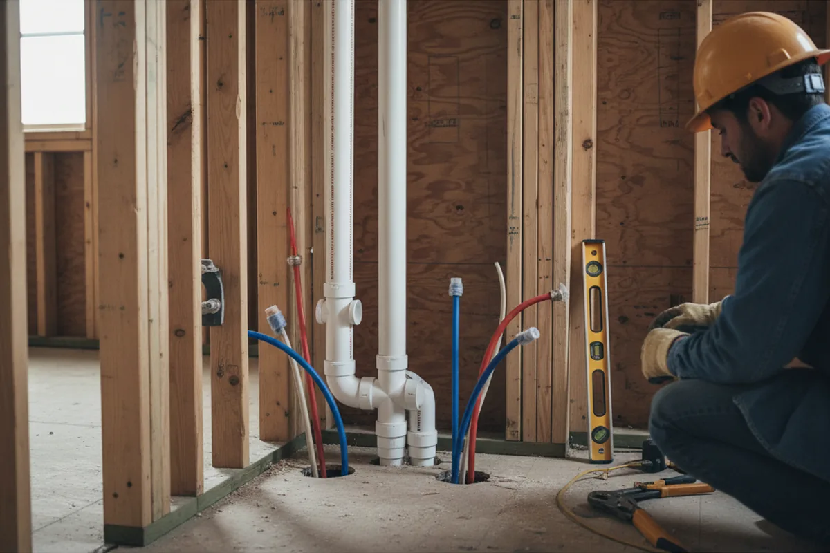 Drain and supply rough-in during Garbage Disposal Repair in Laketon