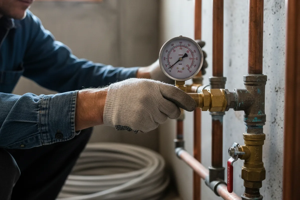 Pressure testing a repaired line during Water Line Repair in Laketon